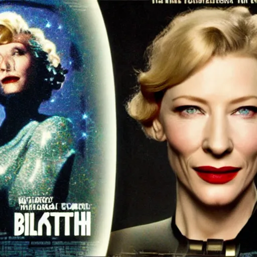 Prompt: cate blanchett, retro, scifi poster,