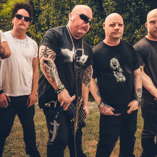 Prompt: the band disturbed playing a concert at a kids birthday party