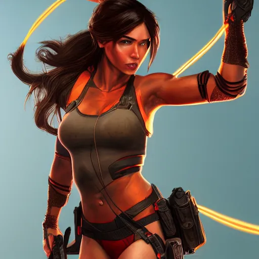 Image similar to Lara croft as spiderwoman, intricate, highly detailed, digital painting, artstation, concept art, smooth, sharp focus, illustration, Unreal Engine 5, 8K, artgerm, rutkowski, mucha