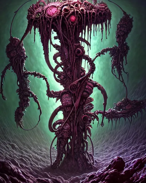 Prompt: the platonic ideal of flowers, rotting, insects and praying of cletus kasady carnage thanos dementor chtulu mandelbulb schpongle bioshock xenomorph dead space, ego death, decay, dmt, datura stramonium, concept art by randy vargas and zdzisław beksinski and greg rudkowski