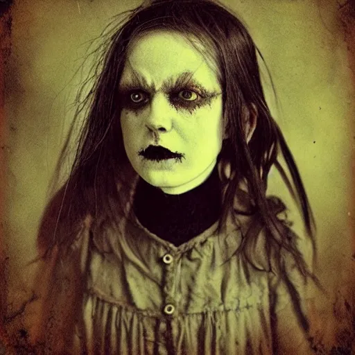 Image similar to a creepy demon, a character portrait, photograph by Kyle Thompson, Victorian England, deviantart, gothic art, deviantart, tintype photograph, goth