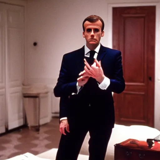 Image similar to fake Emmanuel Macron in American Psycho (1999)
