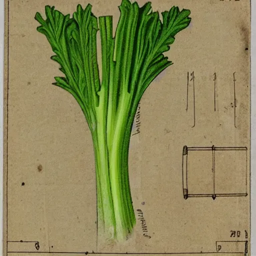Image similar to cute colourful humanoid celery, from medieval herbarium, highly detailed, sharp focus, white tracing, sticker,