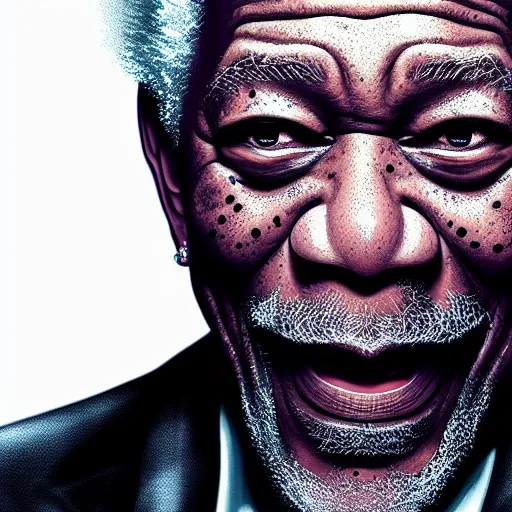 Image similar to Morgan Freeman is The Joker, hyperdetailed, artstation, cgsociety, 8k