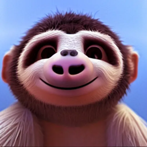 Prompt: sid the light - colored sloth with protruding eyes from ice age ( 2 0 0 2 )
