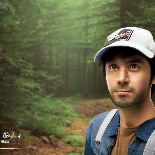 Image similar to realistic photo of ash ketchum in a forest, well lit, real, photogenic, detailed, 8 k, global illumination