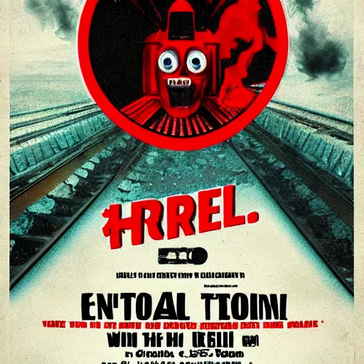 Image similar to horror movie poster based on evil trains