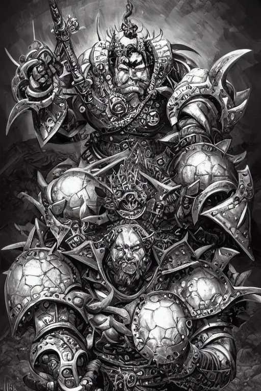 Image similar to chaos dwarf, fantasy, warhammer, highly detailed, digital art, sharp focus, trending on art station, kentaro miura manga art style