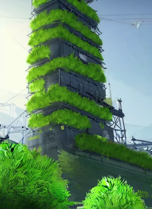 Prompt: a cargo ship that has an algae vertical farm built on it, futuristic, ultra-realistic, Unreal Engine