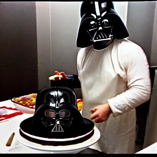 Prompt: Darth Vader baking a cake