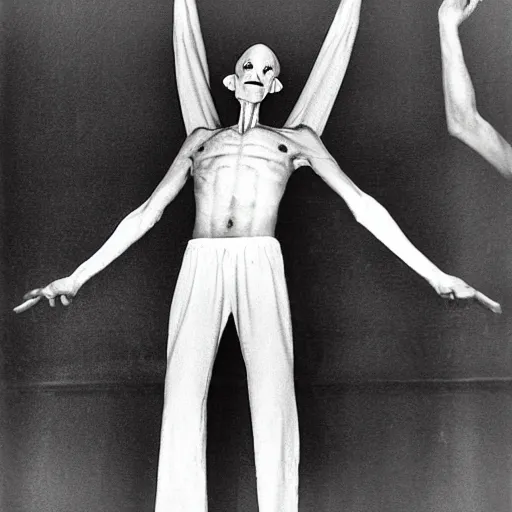 Image similar to portrait of nosferatu doing yoga, sport photography