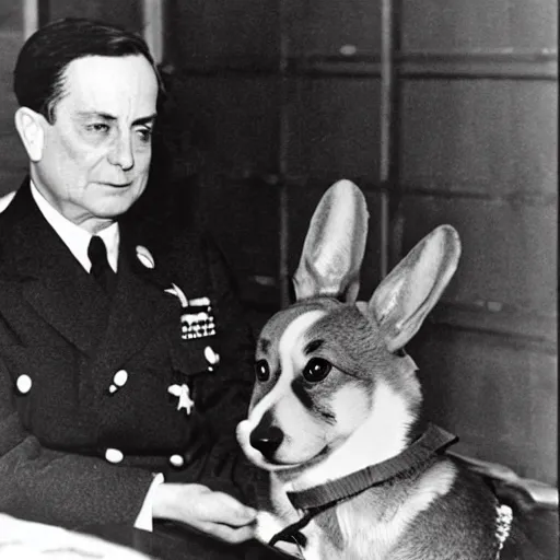 Image similar to general douglas macarthur as a corgi