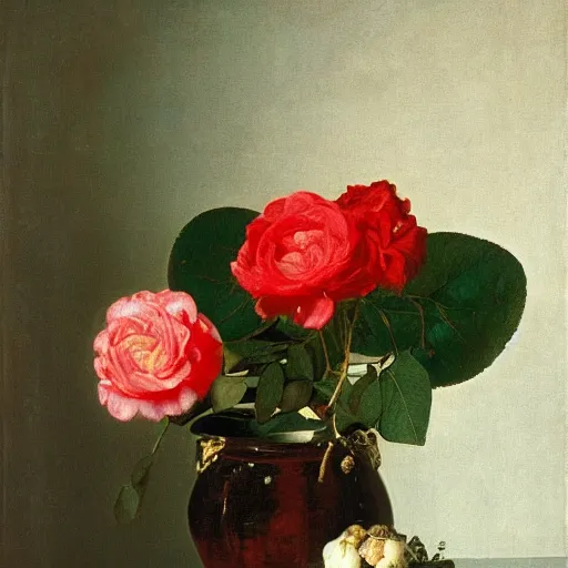 Prompt: roses wrapped in plastic painted by velazquez,