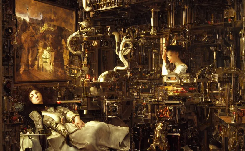 Image similar to the prompt engineer's laboratory, intricate, highly detailed, by edgar maxence and caravaggio and michael whelan and delacroix style, ambient lighting, photorealistic, extremely detailed, establishing shot, high resolution, dramatic lighting