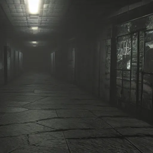 Prompt: playstation 5 screenshot of silent hill, overhead, intricate