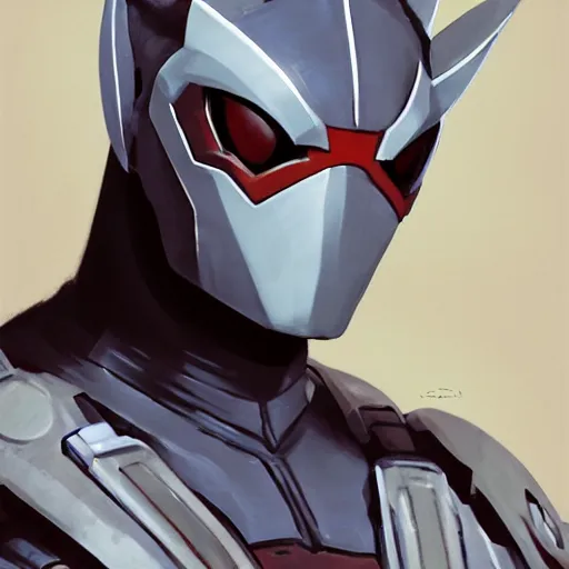 Image similar to greg manchess portrait painting of armored spiderman ultraman grey fox from metal gear cyborg gay japanese - american hybrid as overwatch character, medium shot, asymmetrical, profile picture, organic painting, sunny day, matte painting, bold shapes, hard edges, street art, trending on artstation, by huang guangjian and ail elvgren and sachin teng