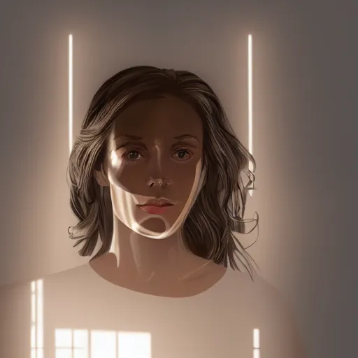 Image similar to a woman's face in an art style of interior decor and creative light angles, mostly made of light