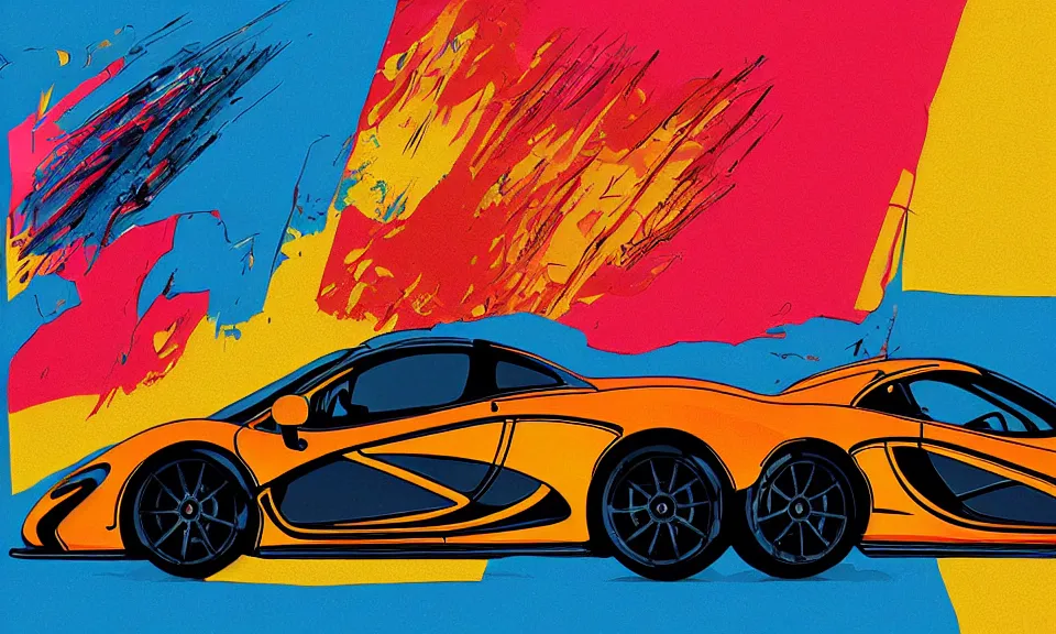 Image similar to pop art illustration of a mclaren p 1, abstract, adobe illustrator