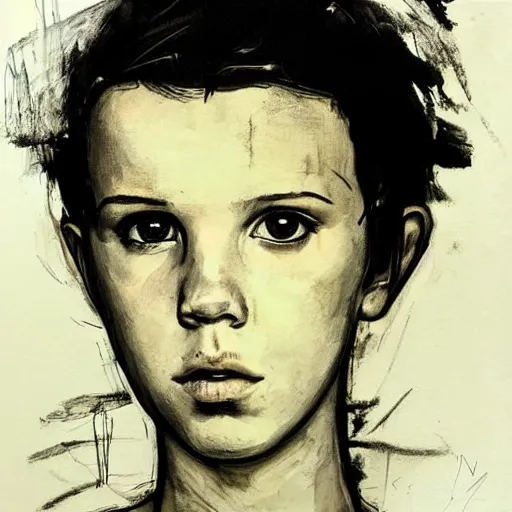 Prompt: portrait of millie bobby brown, artwork by guy denning,