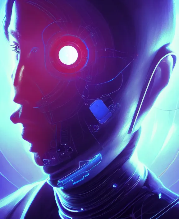 Prompt: a whirlwind inside the metaverse, guy, male, man, science, machine face, futuristic, hologram, half body, neurochip, android, cyberpunk face, by loish, d & d, fantasy, intricate, elegant, highly detailed, colorful, digital painting, artstation, concept art, art by artgerm and greg rutkowski and alphonse mucha