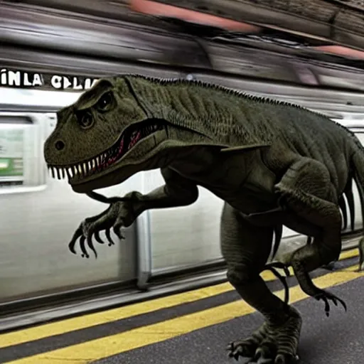 Image similar to a t - rex in the subways