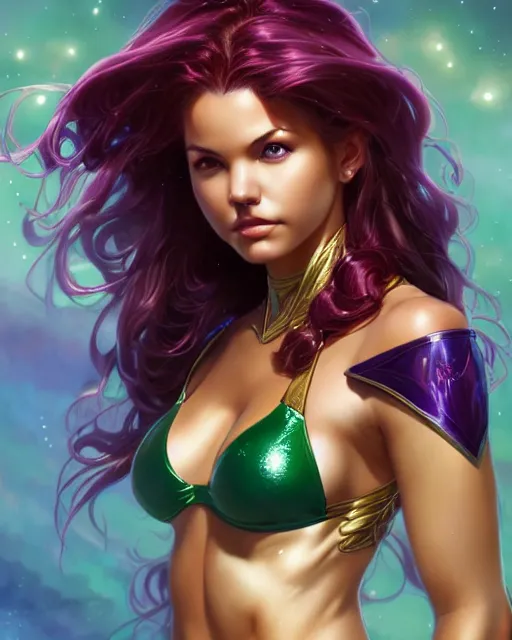 Prompt: ultra realistic illustration, danielle campbell as starfire anime, intricate, elegant, highly detailed, shiny plastic bikini, digital painting, artstation, concept art, smooth, sharp focus, illustration, art by artgerm and greg rutkowski and alphonse mucha and wlop