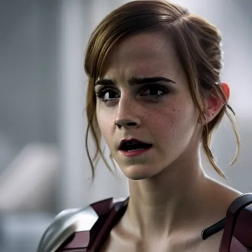 Image similar to a still of emma watson in iron man