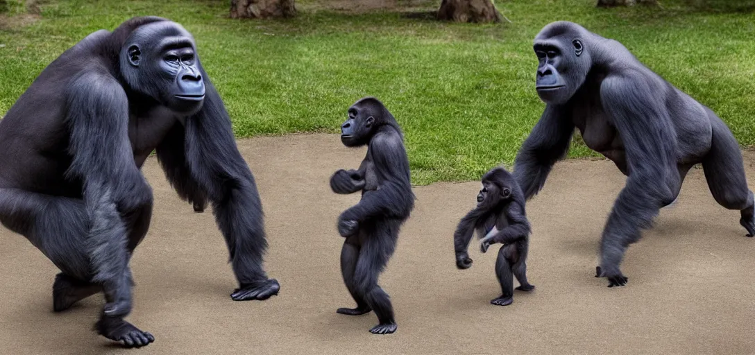 Image similar to intergalactic hotdog battlecruisers are attacking peaceful gorilla families in the city park, daytime, beautiful, families running in fear for their lives, hyper realistic, high definition, highly detailed