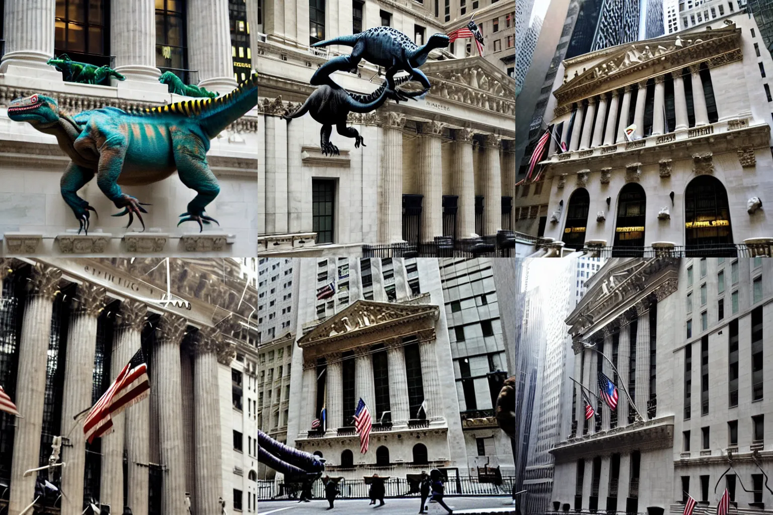 Prompt: wall street dinosaurs