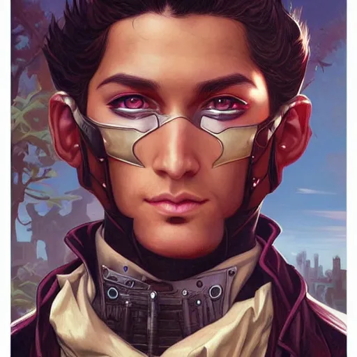 Image similar to a comic book portrait painting of a fantasy steampunk male, highly detailed, art by tristan eaton and artgerm and william - adolphe bouguereau