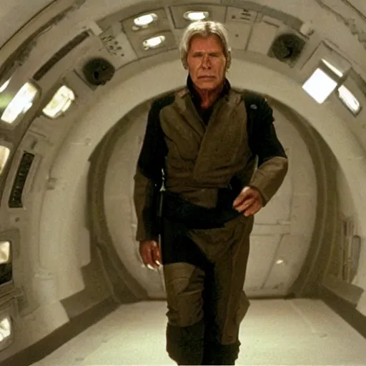 Image similar to A still of Harrison Ford as Commander Adama in Battlestar Galactica (2003)