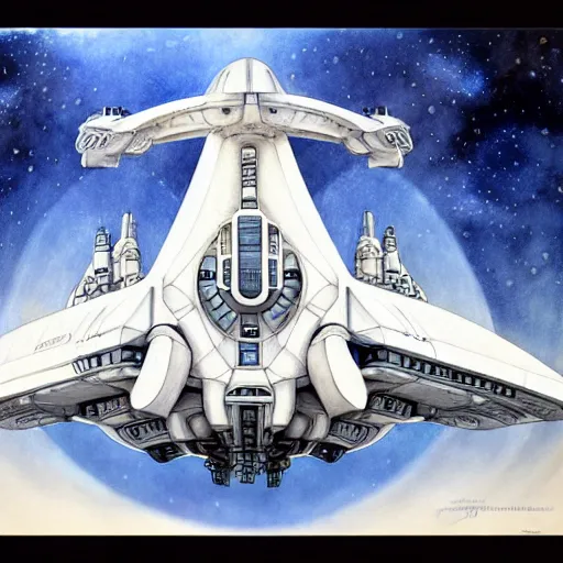 Prompt: white background, symmetry, starship enterprise, by jean - baptiste monge