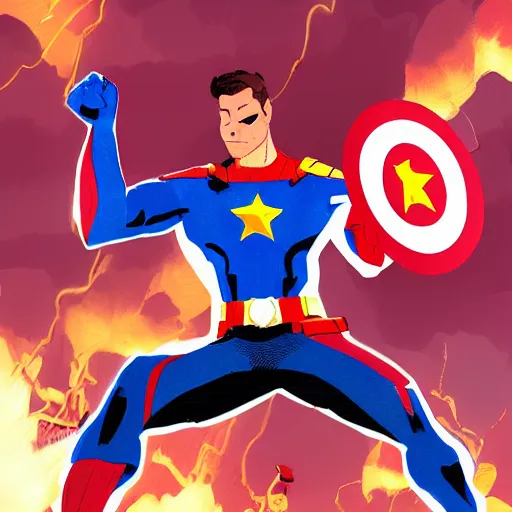 Image similar to Captain Spain, the new marvel hero. Digital art