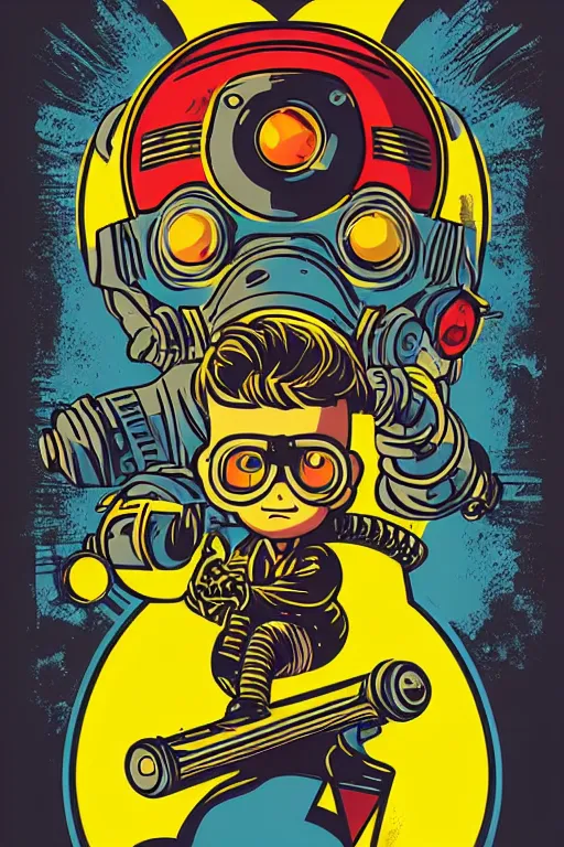 Image similar to fallout 7 6 retro futurist illustration art by butcher billy, sticker, colorful, illustration, highly detailed, simple, smooth and clean vector curves, no jagged lines, vector art, smooth andy warhol style