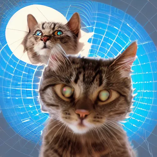 Image similar to strange attractor, but with cats in cyberspace, fantasy