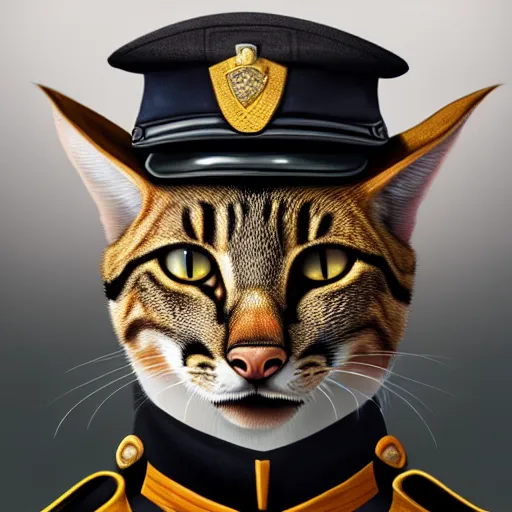 Image similar to portrait painting of a tabaxi police officer, sharp focus, award - winning, trending on artstation, masterpiece, highly detailed, intricate. art by merwild and ernesto irawan and rachel denton