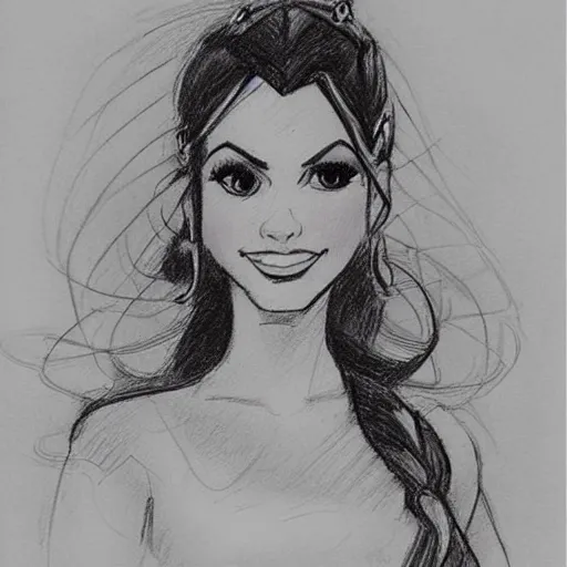 Image similar to milt kahl sketch of victoria justice with tendrils hair style as princess padme from star wars episode 3