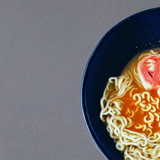 Image similar to a close up cookbook illustration of a bowl of ramen noodles