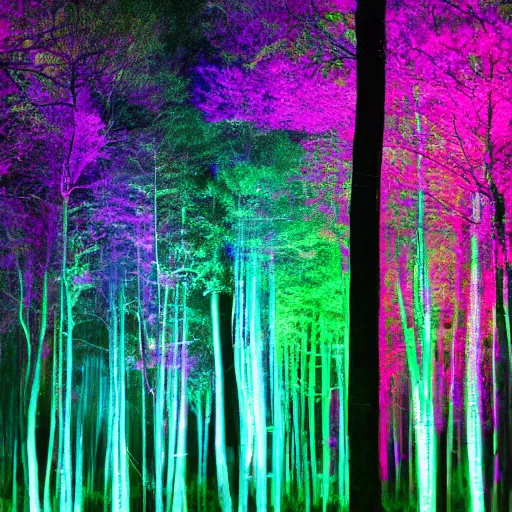 Image similar to rgb chroma forest in the night