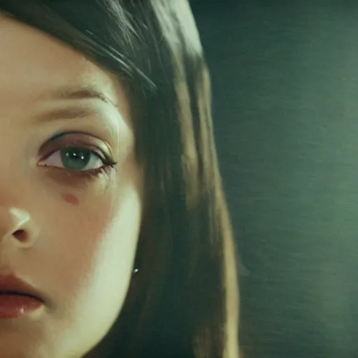 Image similar to movie still of a girl with third eye, cinematic composition, cinematic light, by edgar wright and david lynch