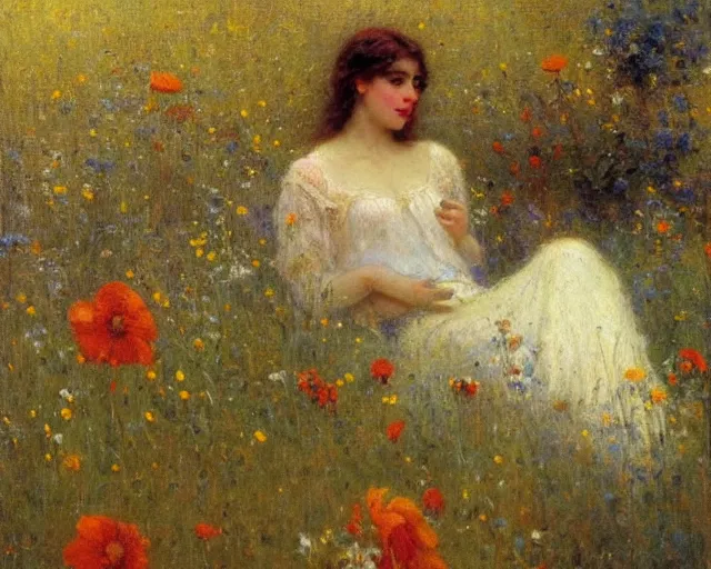 Prompt: wildflowers, gaston bussiere