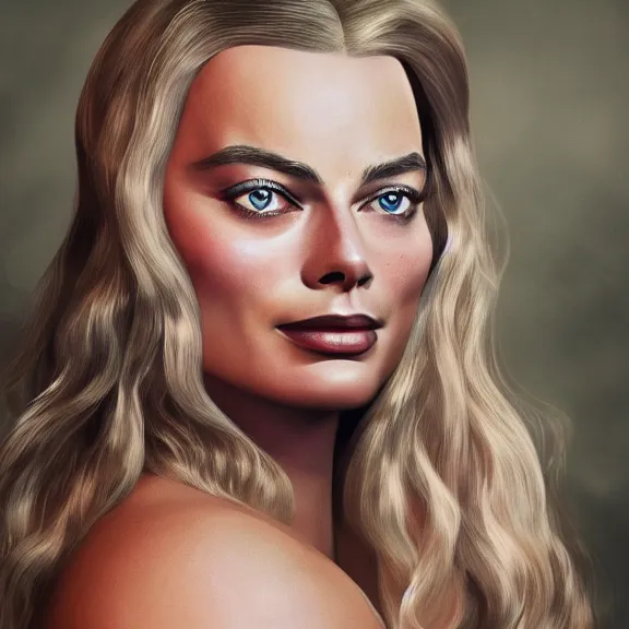 Image similar to Margot Robbie goddess of love, ultra realistic, 8K resolution, detailed, Artstation, epic