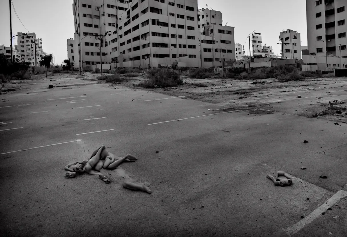 Image similar to sad and heartbreaking photo of an empty location in tel aviv, cinematic scenery, art by gregory crewdson