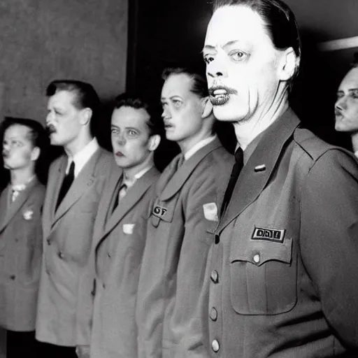 Image similar to Steve Buscemi in a police line up 1950s photo