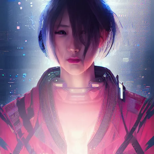 Image similar to portrait of a young female cyberpunk samurai in neotokyo at night, futuristic cyberpunk tokyo night, sci - fi and fantasy, intricate and very beautiful, highly detailed, digital painting, artstation, concept art, smooth and sharp focus, illustration, art by tian zi and wlop and alphonse mucha