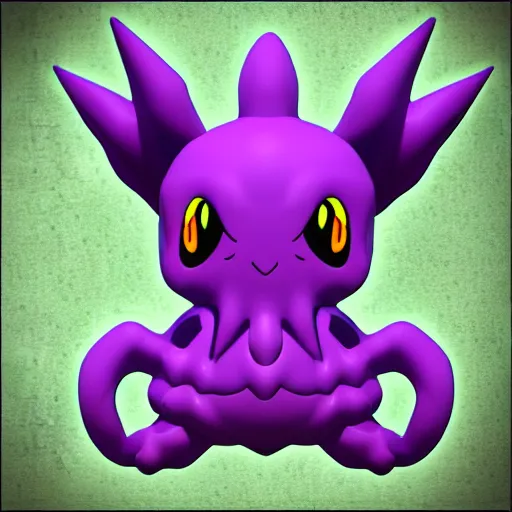 Image similar to a baby cthulhu pokemon. very cute. friendly. very detailed. textured. beautiful. digital render.