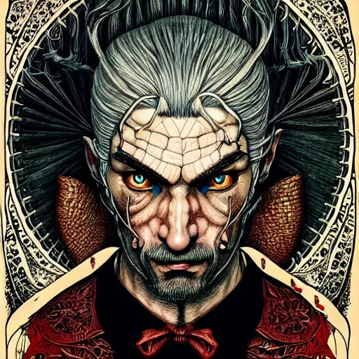 Image similar to portrait painted in jacek yerka style drawn by vania zouravliov and takato yamamoto, inspired by the witcher, intricate acrylic gouache painting, high detail, sharp high detail, artstation