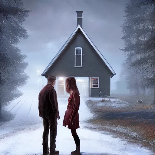 Image similar to a scene from the canadian rural gothic short film'mouth and mind ', concept art, realistic modern supernatural horror thriller aesthetic, hd 4 k 8 k digital matte painting, by david mattingly and michael whelan and samuel araya. layout in the style of christopher mckenna and gregory crewdson