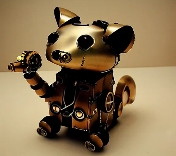 Image similar to futuristic steampunk ferret - shaped pet - robot, steampunk ferret - inspired robot, borderlands - inspired ferret - shaped robot