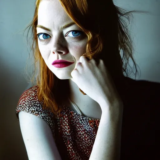 Prompt: a photo of Emma Stone by Steve McCurry